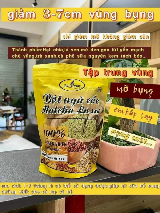 Bột Ngũ Cốc Matcha Lá Sen - Bột ngũ cốc giảm mỡ Matcha Lá Sen Mị Hương