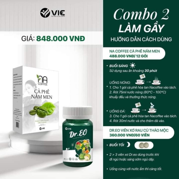 Combo giảm cân Cafe nấm men và Dr Eo 