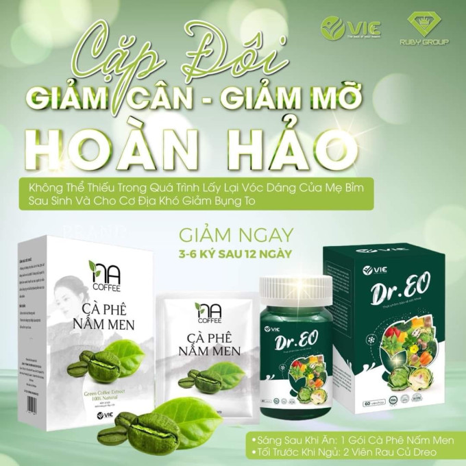 Bộ đôi cà phê nấm men và viên uống giảm mỡ bụng Dr.EO l