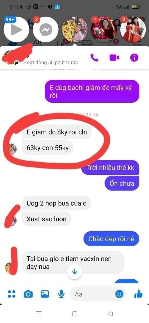 Hình ảnh Feedback Baschi Hồng giảm cân hiệu quả từ khách hàng