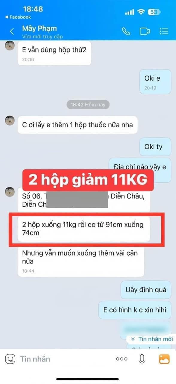 Hình ảnh Feedback review giảm cân Vip X2 từ khách hàng