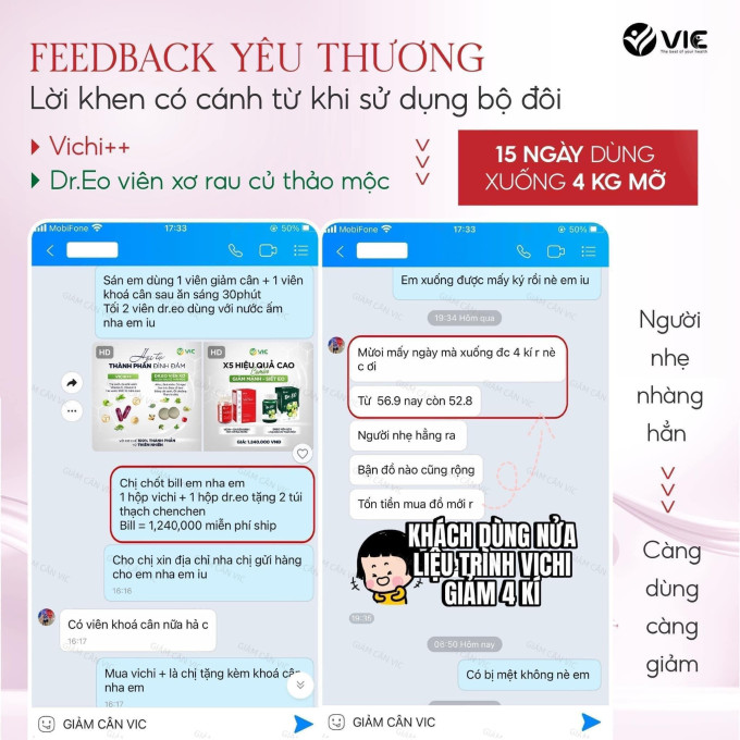 Một số review Vichi chính hãng đánh giá từ khách hàng