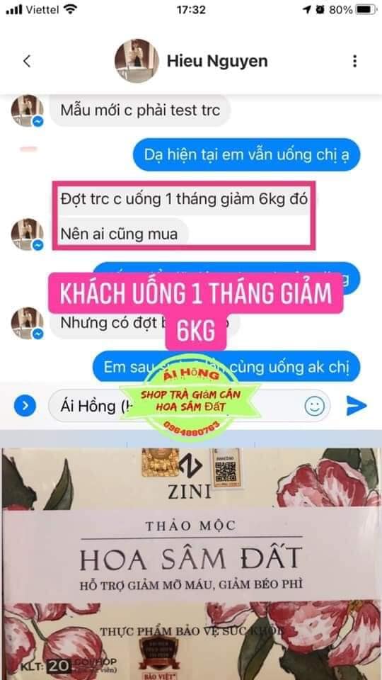 Khách uống 1 tháng giảm 6kg