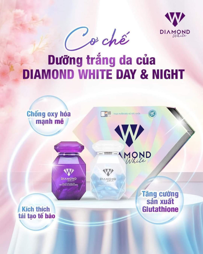 Viên uống trắng da Diamond White Ngày và Đêm được chiết xuất từ 100% thành phần thiên nhiên