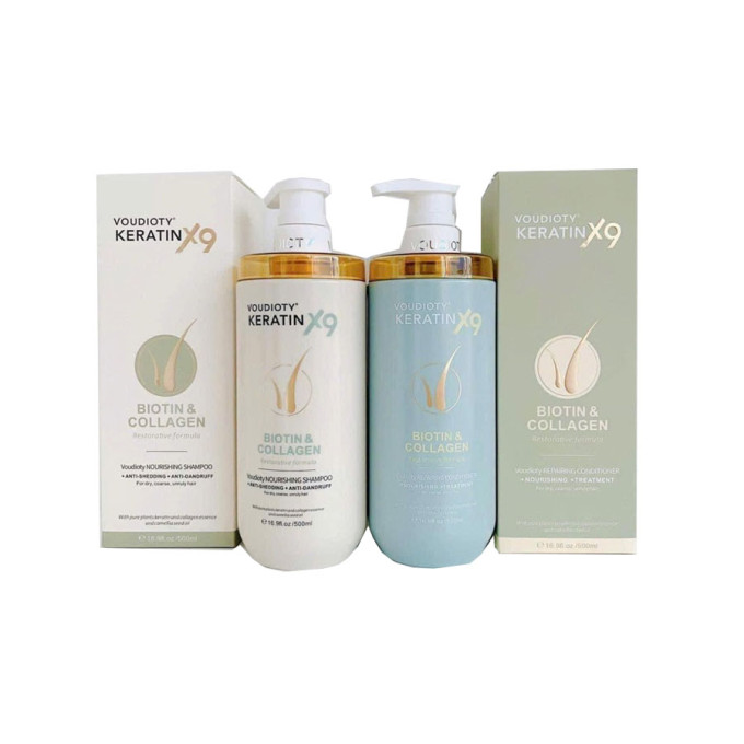 Cặp Gội Xả Voudioty Keratin X9 Biotin & Collagen 500ml  Phục hồi và nuôi dưỡng tóc hiệu quả