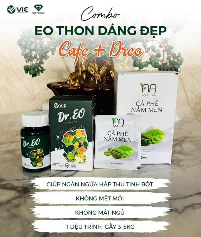 Cà phê nấm men + Dr Eo Giảm Cân Cho Mẹ Sau Sinh chính hãng