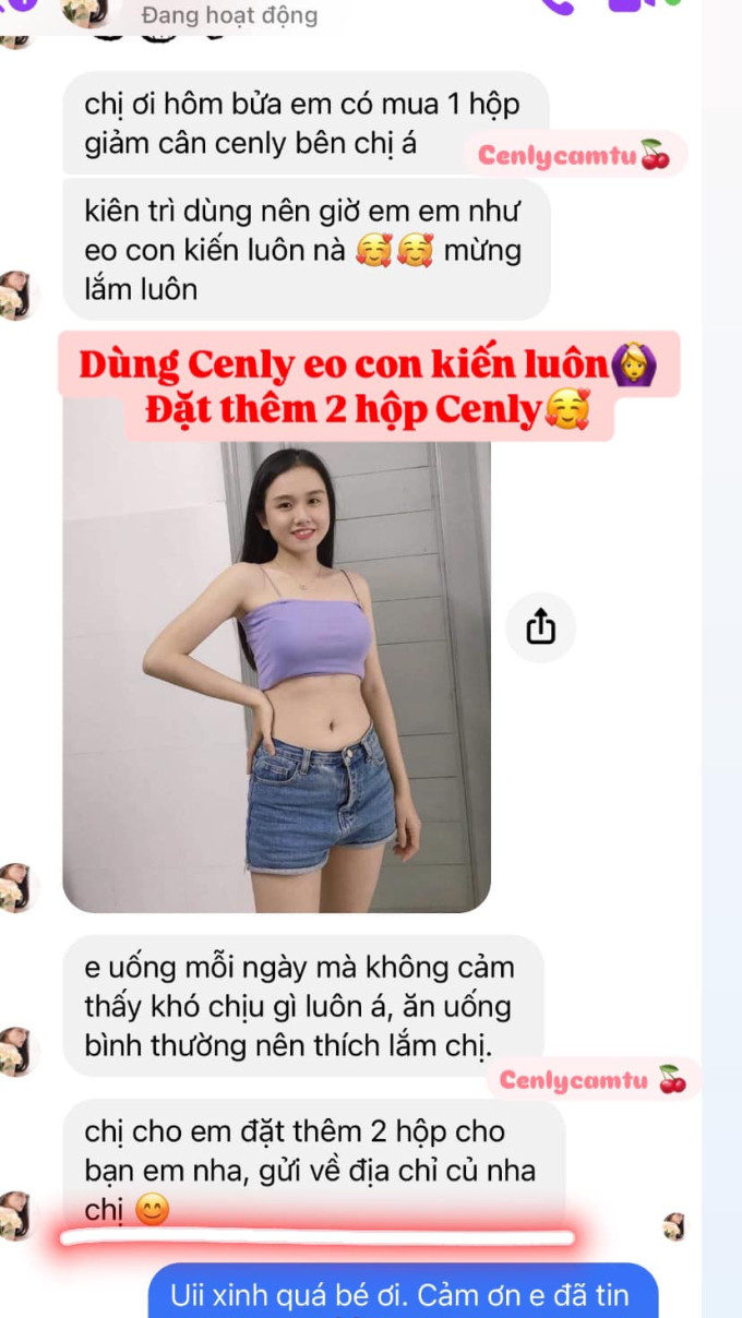 Khách hàng sử dụng Cenly giảm cân hiệu quả