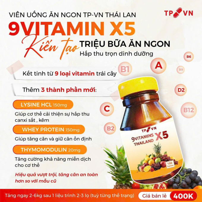 Viên uống ăn ngon 9 vitamin tp Thái Lan chính hãng mẫu mới
