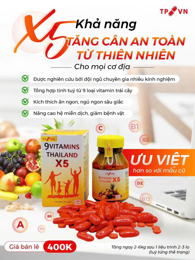 9 Vitamin Thái Lan X5 mẫu mới| Bí Quyết Tăng Cân An Toàn, Hiệu Quả