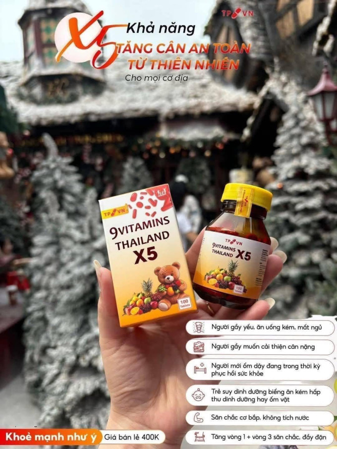 Sản phẩm chứa các vitamin thiết yếu hỗ trợ toàn diện cho sức khỏe và quá trình tăng cân