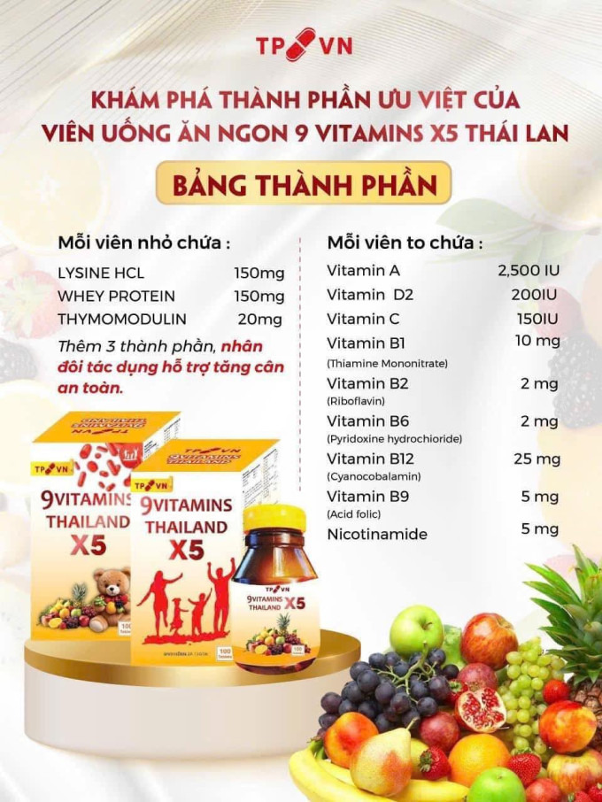 Tăng Cân 9 Vitamin TP X5 Thái Lan được đánh giá là an toàn khi dùng đúng liều lượng.