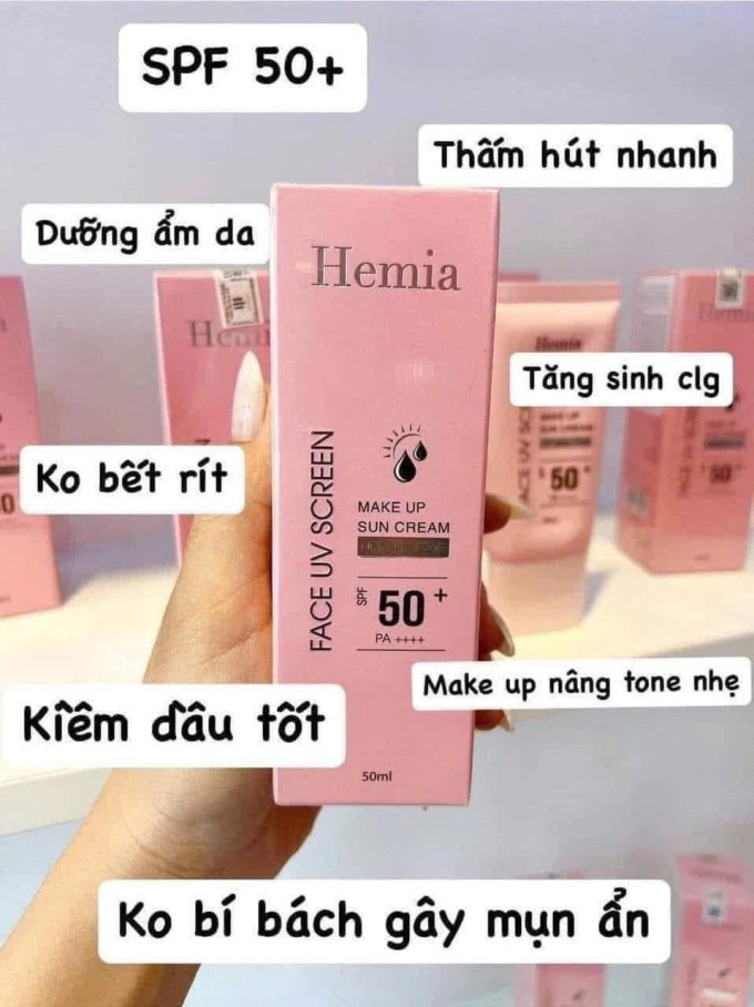 Kem Dưỡng Chống Nắng Hemia 50ml SPF50+ PA++++ – Nâng Tone, Cấp Ẩm, Bảo Vệ Da Hiệu Quả