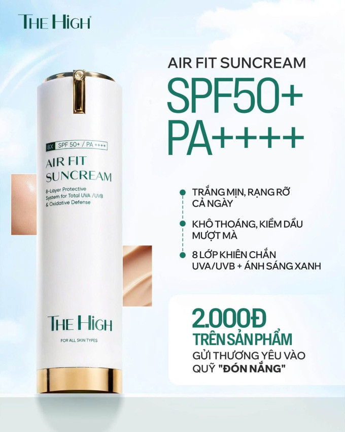 Sữa Chống Nắng The High AirFit SPF50+ PA++++ – Bảo Vệ Da Toàn Diện, Mỏng Nhẹ Không Bết Dính