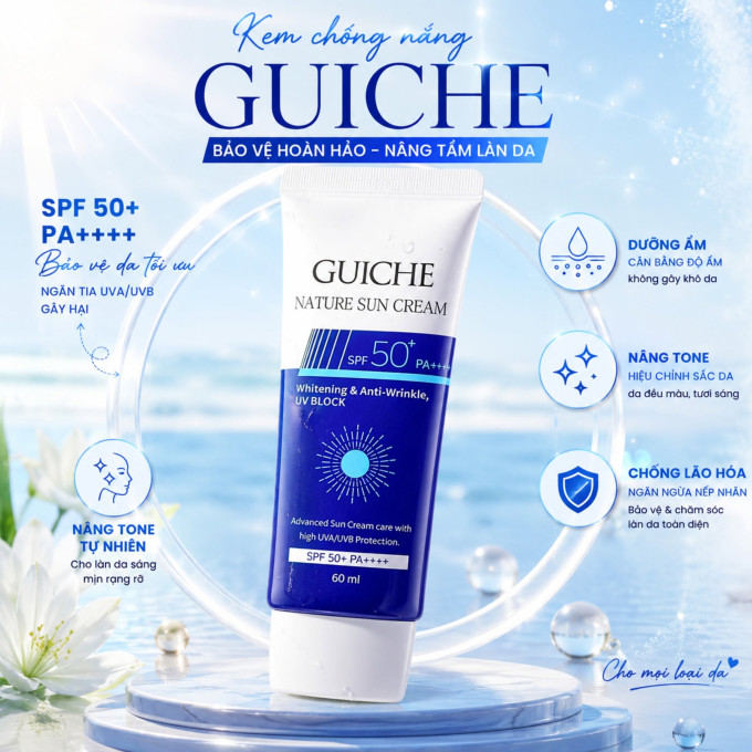 Kem chống nắng Guiche Nature Sun Cream SPF50+ PA++++ – Chống nắng và nâng tone tự nhiên