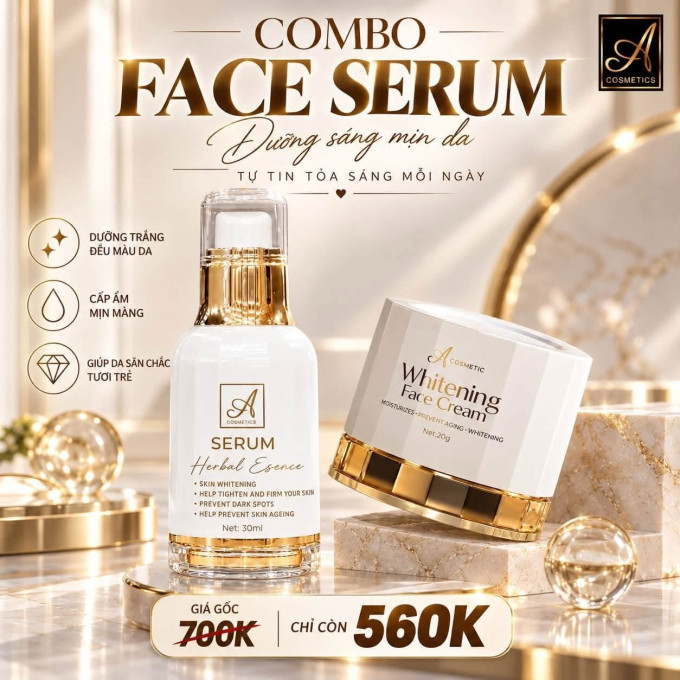 Combo Kem Face Pháp + Serum Trắng Da Herbal Essence A Cosmetics 50g