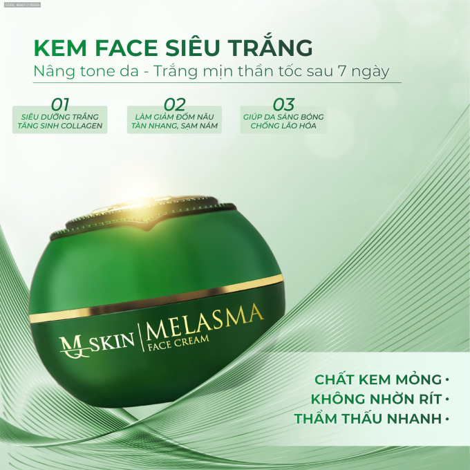 Kem Face Siêu Trắng MQ Skin – Dưỡng Da Sáng Mịn, Đều Màu