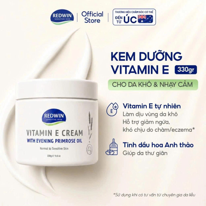 Kem dưỡng Vitamin E Úc REDWIN – mẫu mới 330g