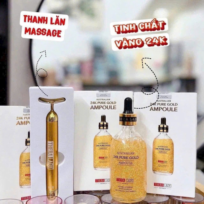 Serum vàng 24K Australian Pure Gold Ampoule 100ml của Úc – Tặng kèm thanh lăn massage mặt
